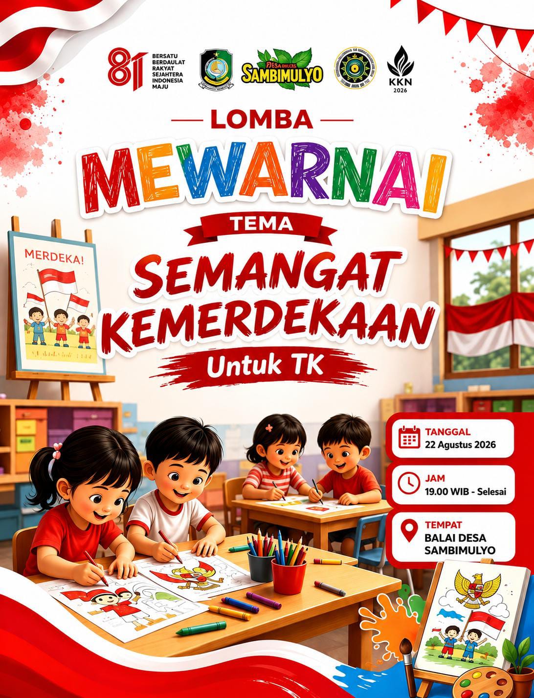 LOMBA MEWARNAI KHUSUS ANAK TK DESA SAMBIMULYO SIAP DIGELAR