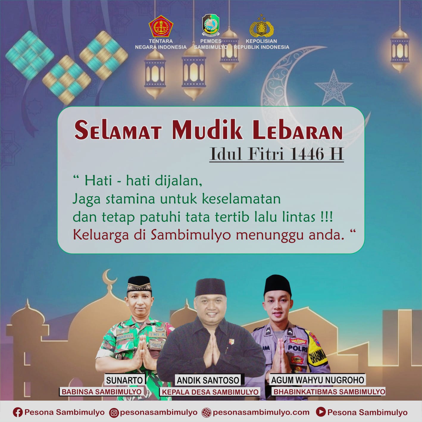 Kepala Desa Sambimulyo Ucapkan Selamat Mudik Lebaran Idul Fitri 1446 H, Ingatkan Keselamatan di Jalan