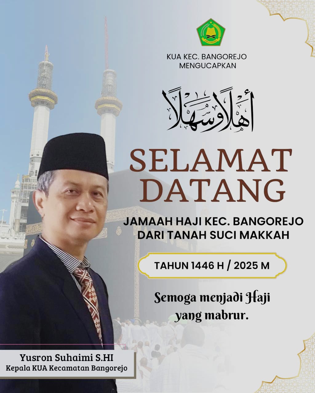 Kepala-KUA-Bangorejo-Sambut-Jamaah-Haji,-Doakan-Menjadi-Haji-Mabrur