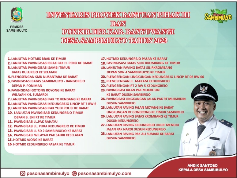Papan Informasi Desa Sambimulyo Kecamatan Bangorejo Kabupaten Banyuwangi